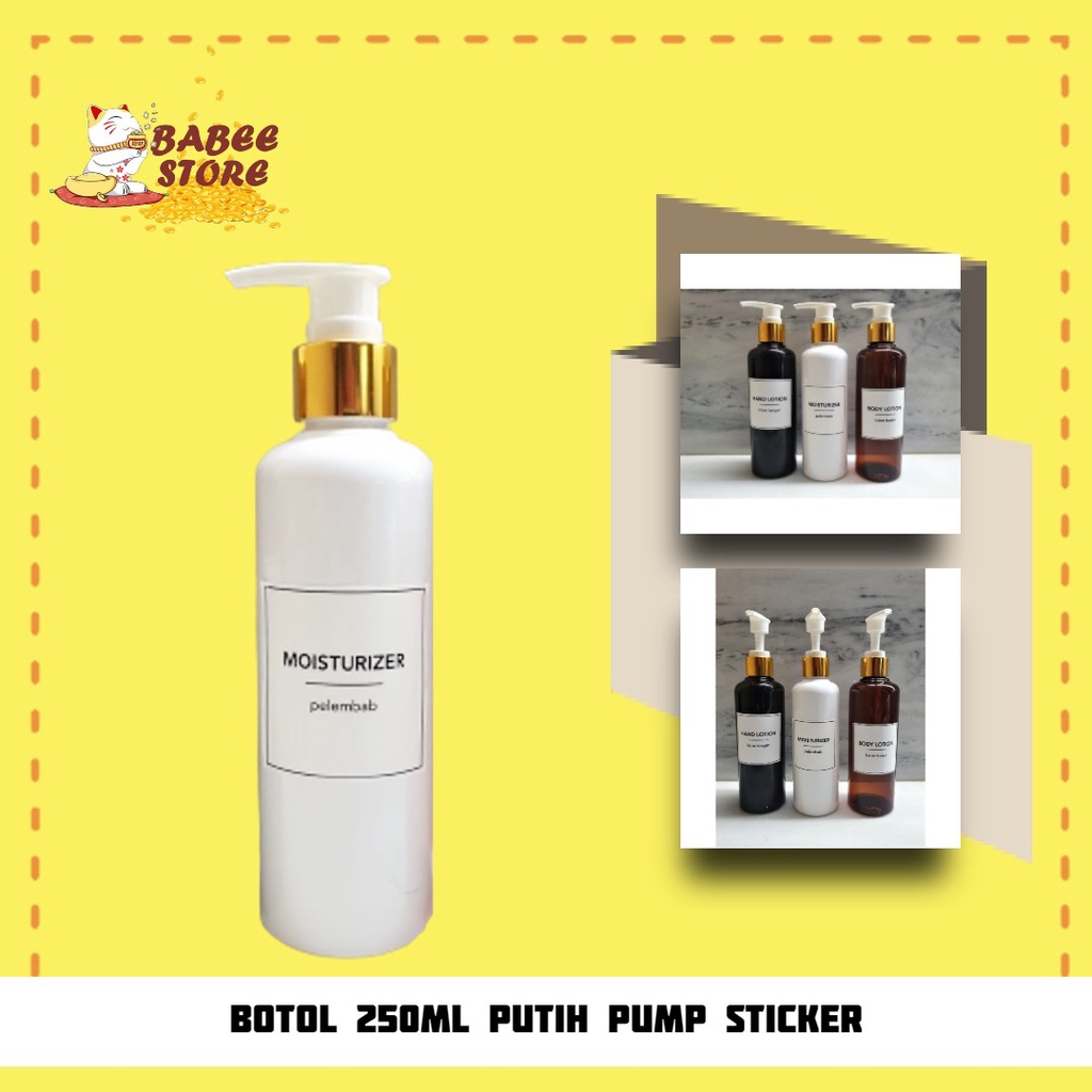 BOTOL SABUN CAIR PUMP LABEL STICKER 250ML - BOTOL REFILL SABUN AESTHETIC 250ML PUMP GOLD