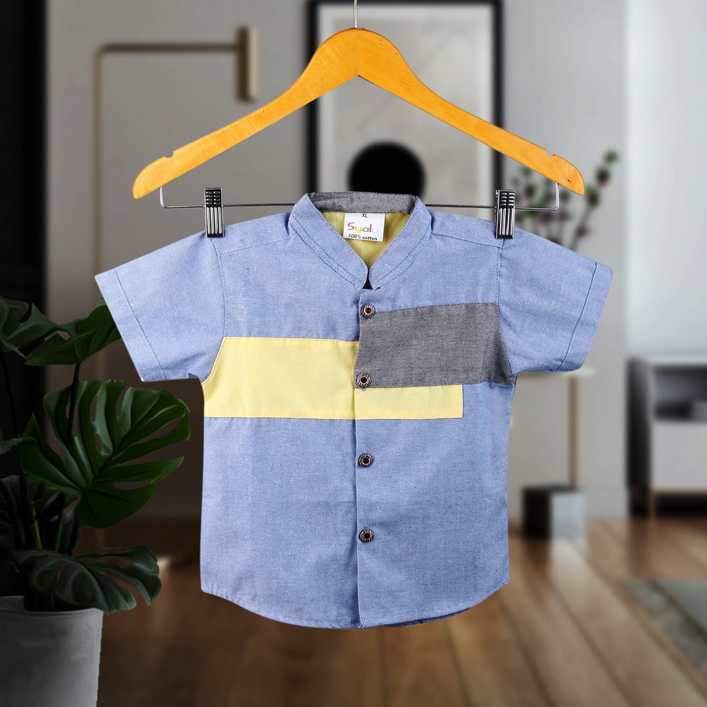 KEMEJA KOKO KEMKO ANAK LAKI-LAKI BIRU DENIM