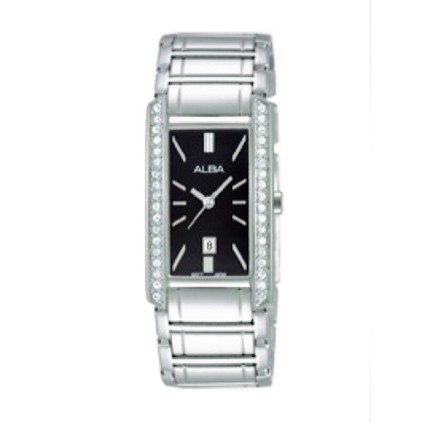 Alba AH7F67 Ladies Swarovski ORIGINAL AH7F67X1 Jam Tangan Wanita Kotak Black Dial