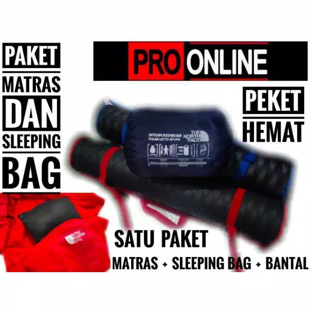 Sleeping Bag Bantal Waterproof Dan Matras - Paket Selimut Kemping Dan Matras Camping Outdoor