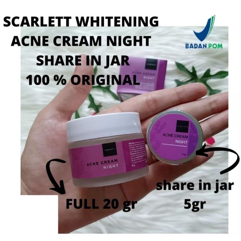 COD MINI Scarlett whitening brightly &amp; acne day night cream tester original 100%