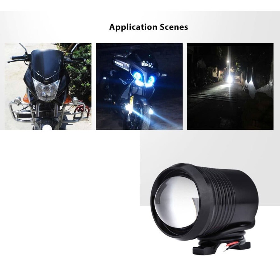 Lampu Tembak Motor LED High Low Beam U2 1200 Lumens 30W - Black