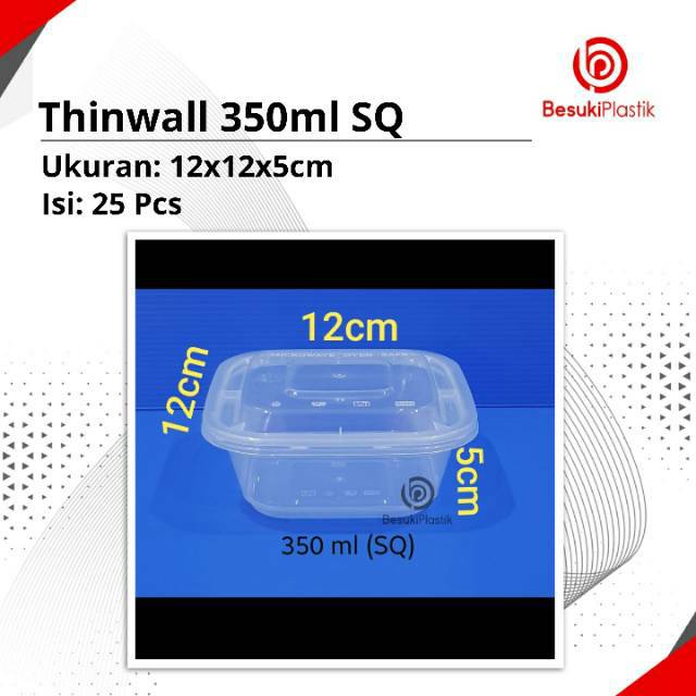 Thinwall 350ml SQ / Thinwall 350ml Kotak Persegi / Kotak Thinwall 350ml Square Microwave Freezer