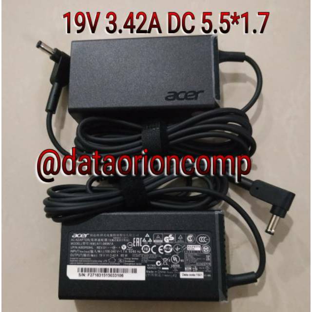 Adaptor Charger Acer 19V 3.42A DC 5.5*1.7 mm