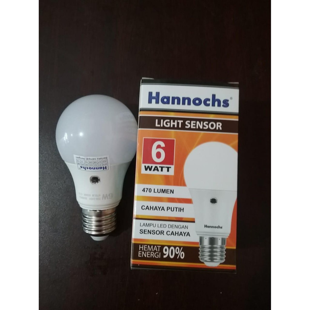 Hannochs - Bola  Lampu LED Sensor Cahaya - 6 watt - Cahaya Putih