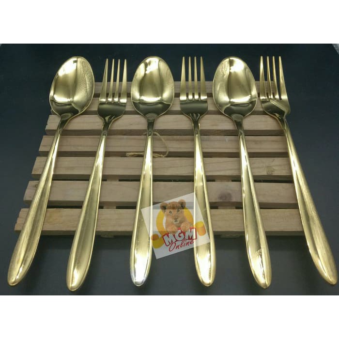 Sendok Makan Gold &amp; Garpu Makan Gold HOTEL Stainless Steel 18-10 24134