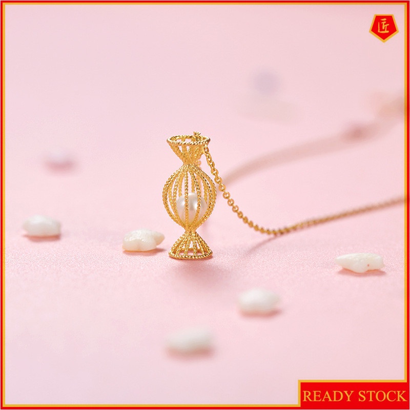 [Ready Stock]Fashion Gold-Plated Cute Candy Pearl Pendant Necklace