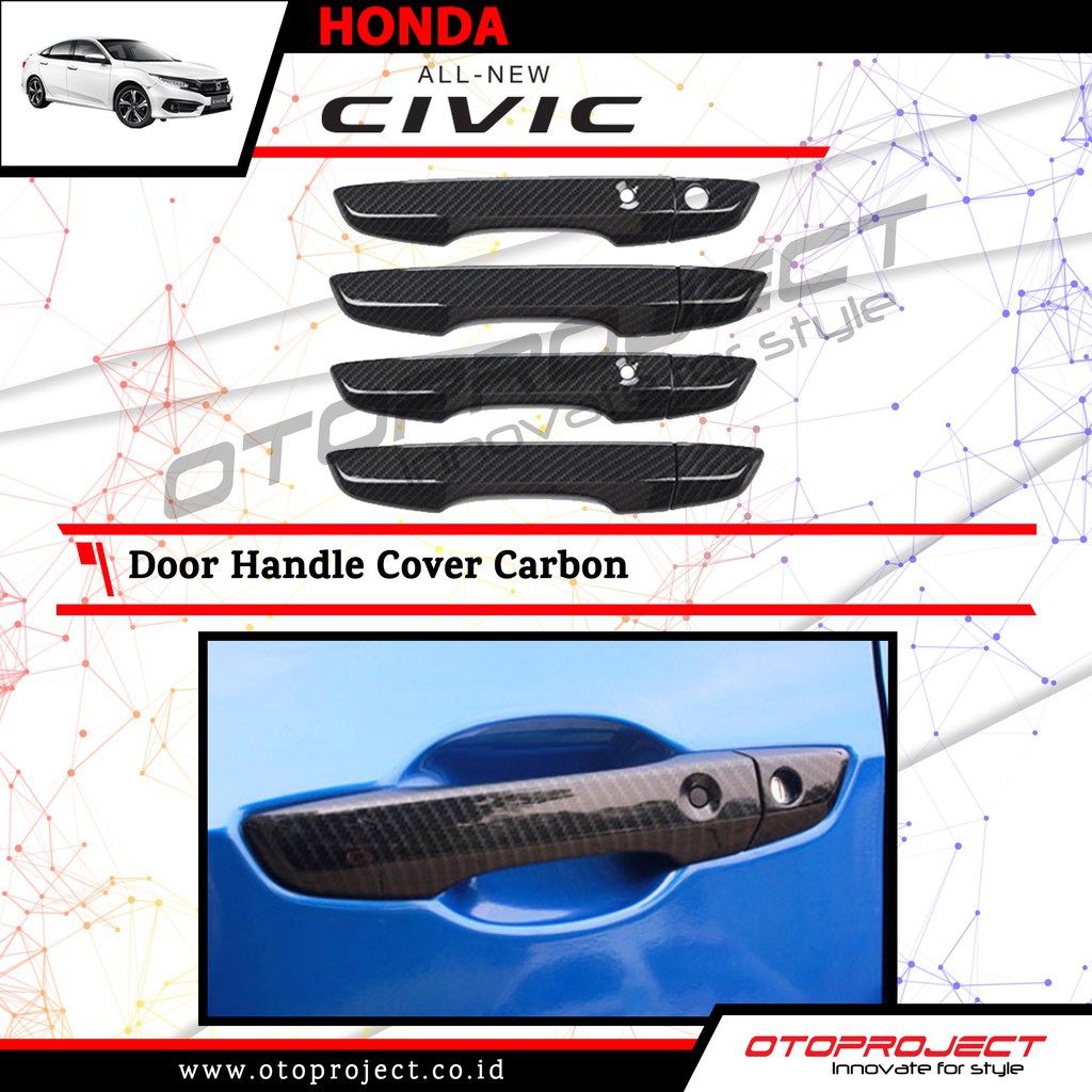 OTOPROJECT DOOR HANDLE COVER HONDA ALL NEW CIVIC 2016 TURBO CARBON