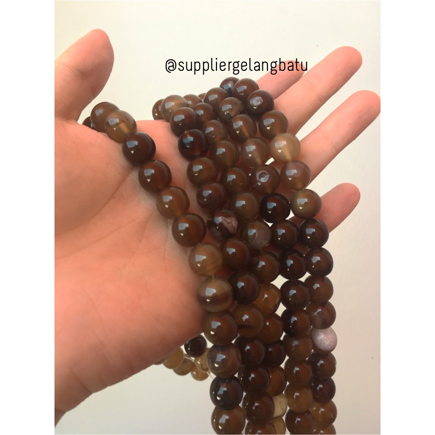 carnelian putih cokelat natural Stone batu alam kesehatan 12mm akik aksesoris fashion brown agate