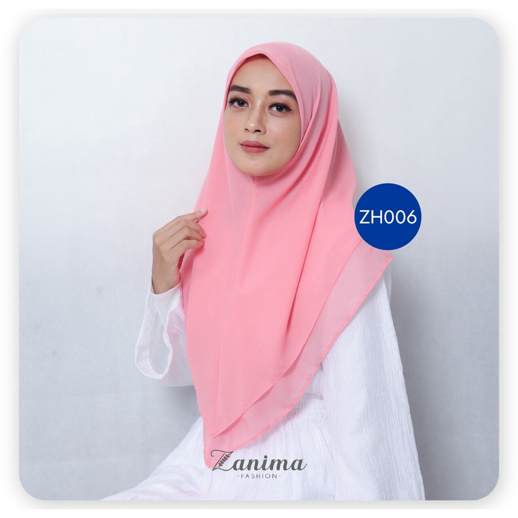 Jilbab Segi Empat Instan Double Layer Bahan Ceruti Babydoll - Zanima Soft Pink