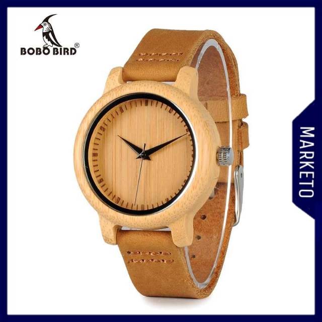 Jam Tangan Desain Bambu Untuk Wanita / Jam Tangan Kayu Wanita Warna Cokelat - A10 (ORIGINAL)