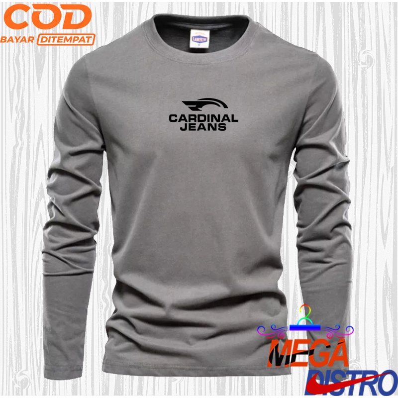 Baju Kaos Lengan Panjang Premium Distro Cardinal Jeans Text HITAM Lengan PANJANG Premium Quality/ Bi