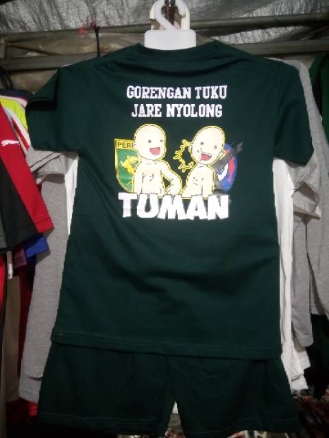 Kaos Kids AREMA TUMAN Hijau Maling Gorengan Bonek Persebaya Setelan Anak