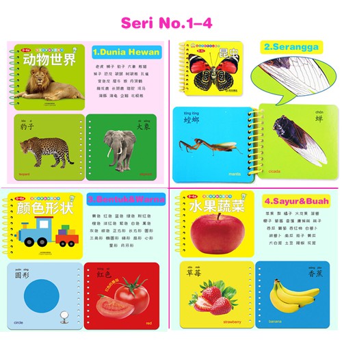 FC-101 Flashcard Belajar Anak Inggris Mandarin Pinyin/Buku Baca Bahasa Asing