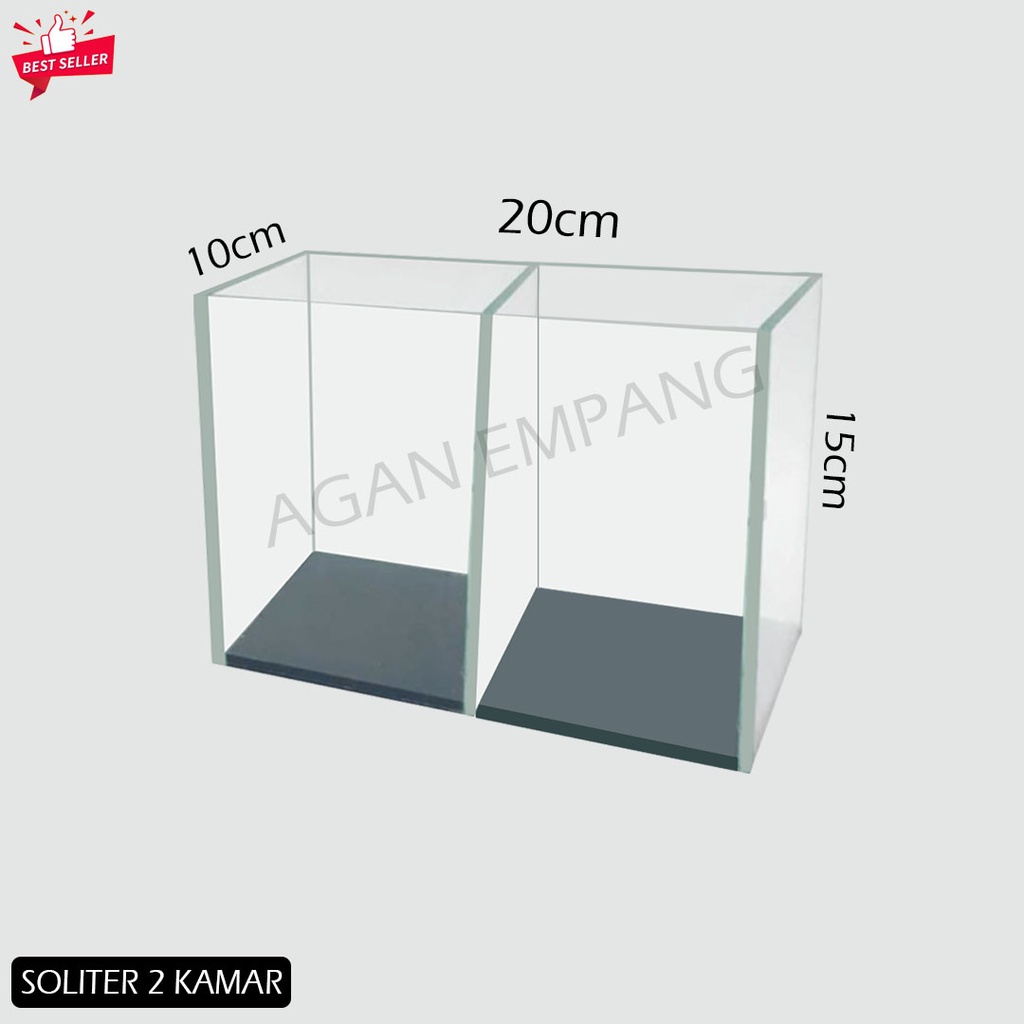 SOLITER KACA CUPANG AQUAIRUM CUPANG SEKAT 2 KAMAR / AKUARIUM MINI IKAN HIAS CUPANG