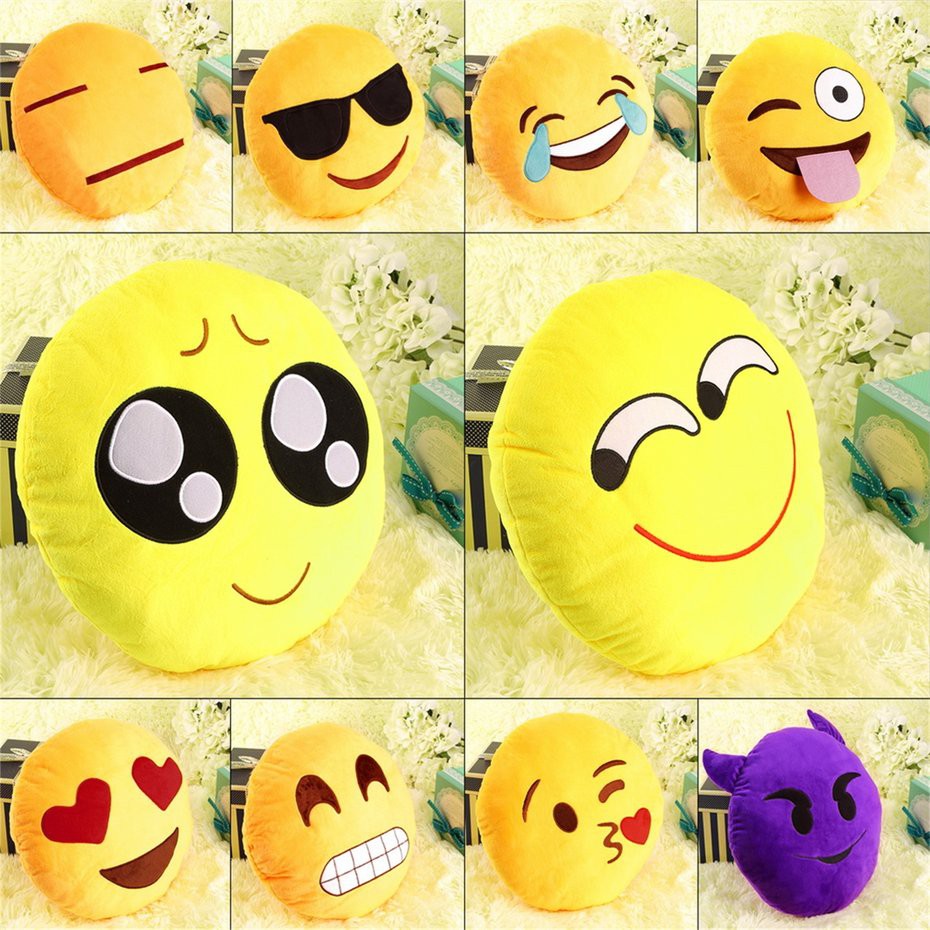 Bayar Di Tempatbantal Boneka Plush Dengan Bentuk Emoji Lucu Dan