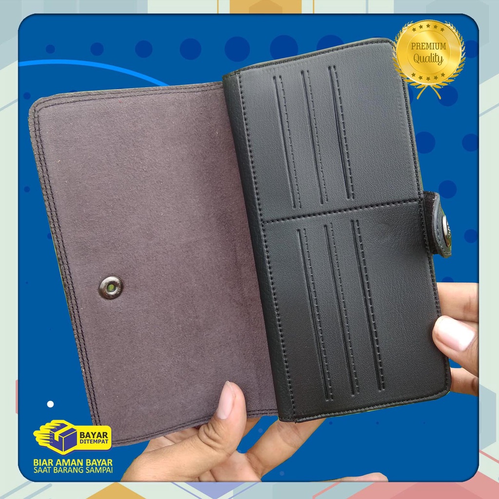 best seller! Dompet lipat cowok amt panjang kancing Bahan sintetik