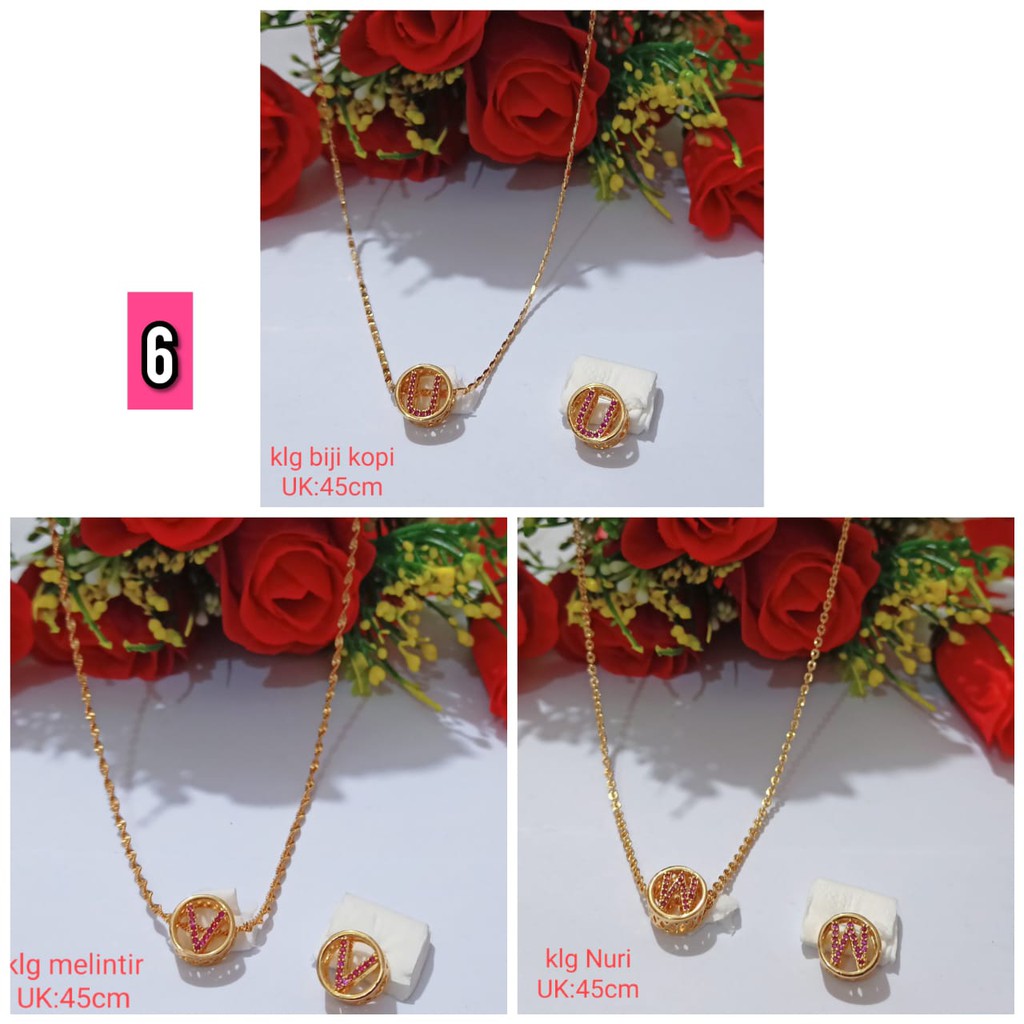 Kalung Liontin Ininsial Huruf Pelangi A--Z chat kami pilih huruf (COD)