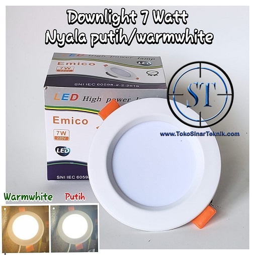 Lampu Downlight LED 7W Sorot Down Light 7Watt Plafon Rumah Hotel Tanpa Driver Langsung Colok Listrik AC 220v Putih / Warm White