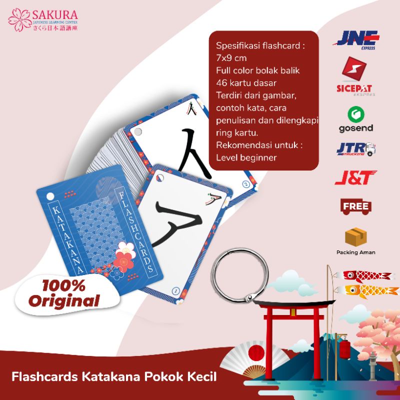 Flash Card Katakana Ukuran Kecil untuk Belajar Bahasa Jepang