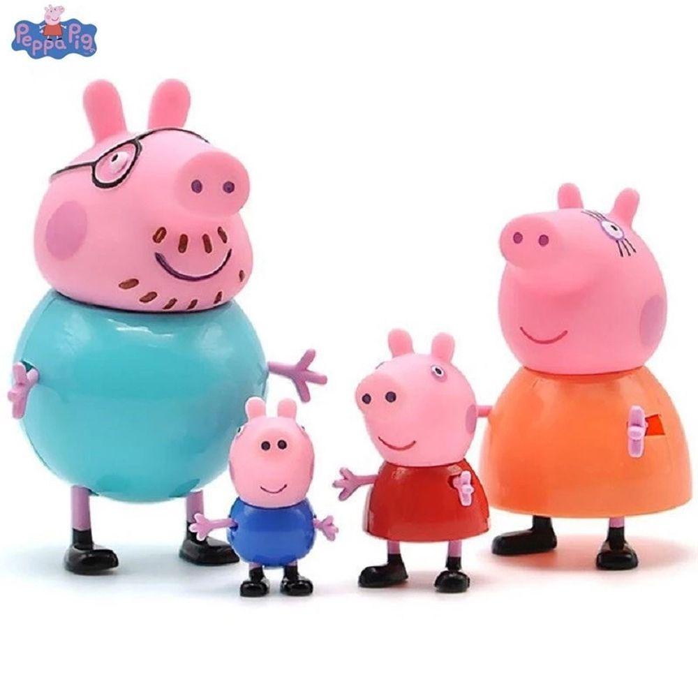 [Elegan] Mainan Babi Pink Anime Kartun Boneka Bergerak Mainan Anak Dekorasi Kue Model Kakek Nenek Mainan Babi