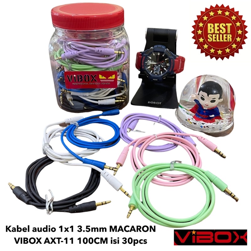 {isi 30pc} KABEL TOPLES AUDIO 3.5MM VIBOX MACARON AXT-11 100CM SUARA HD MUSIC BOX SOUND MULTY MEDIA