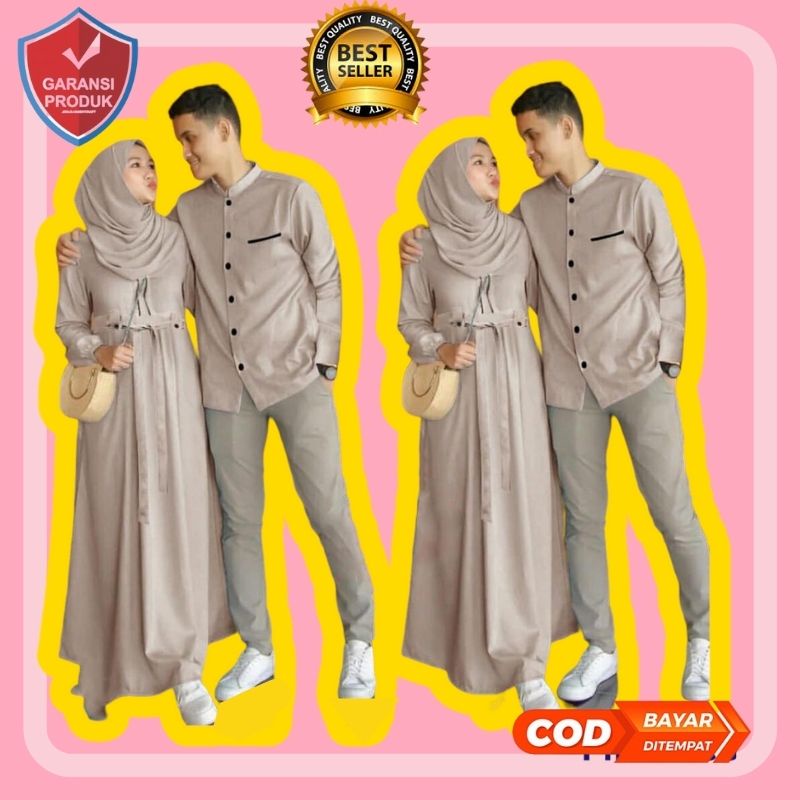 baju couple pasangan kondangan wanita set couple suami istri kapelan pacar keluarga gamis lebaran kapel kekinian