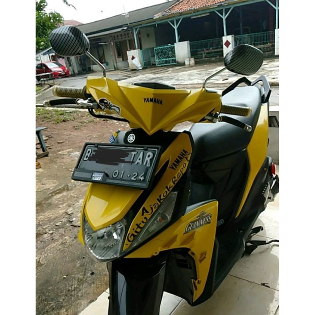 SPION VARIASI CARBON TANGKAI CHROME MIO YAMAHA UNIVERSAL