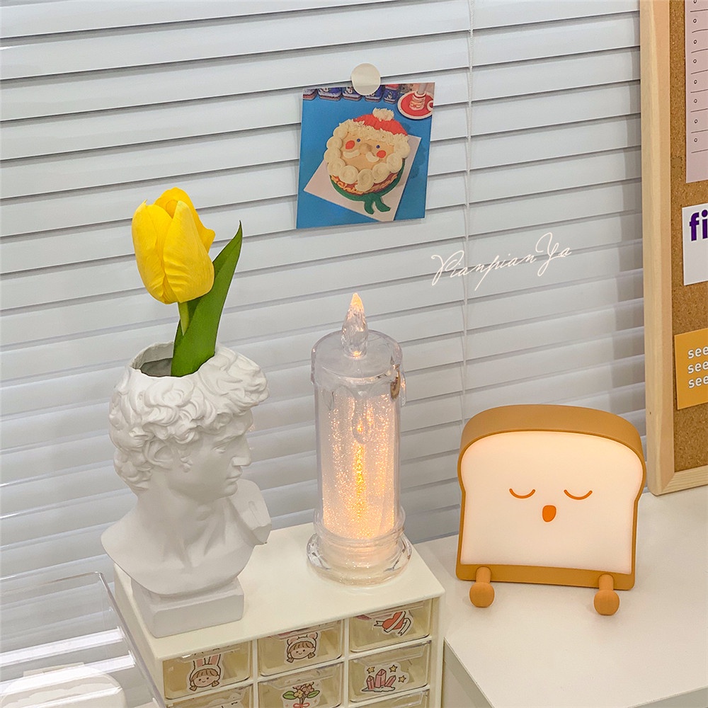 【COD Tangding】Creative Christmas Day Luminous Acrylic Candle Shape Electronic Light Gift Bedroom Dining Decoration