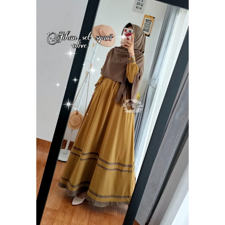 JIHAN SET ORI ATHATA Gamis Kekinian dan Set Gamis Terbaru Dengan bahan ity crepe