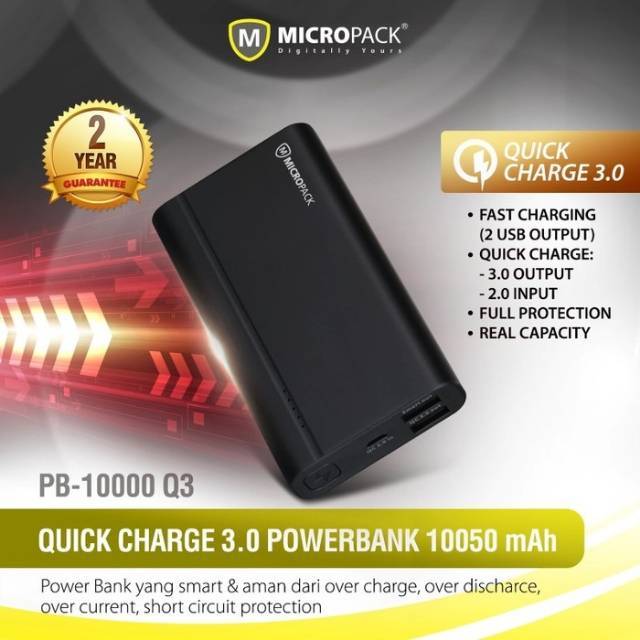 MICROPACK PB 10000Q3 POWERBANK 10000 MAH QUICK CHARGE 3.0 PB-10000Q3