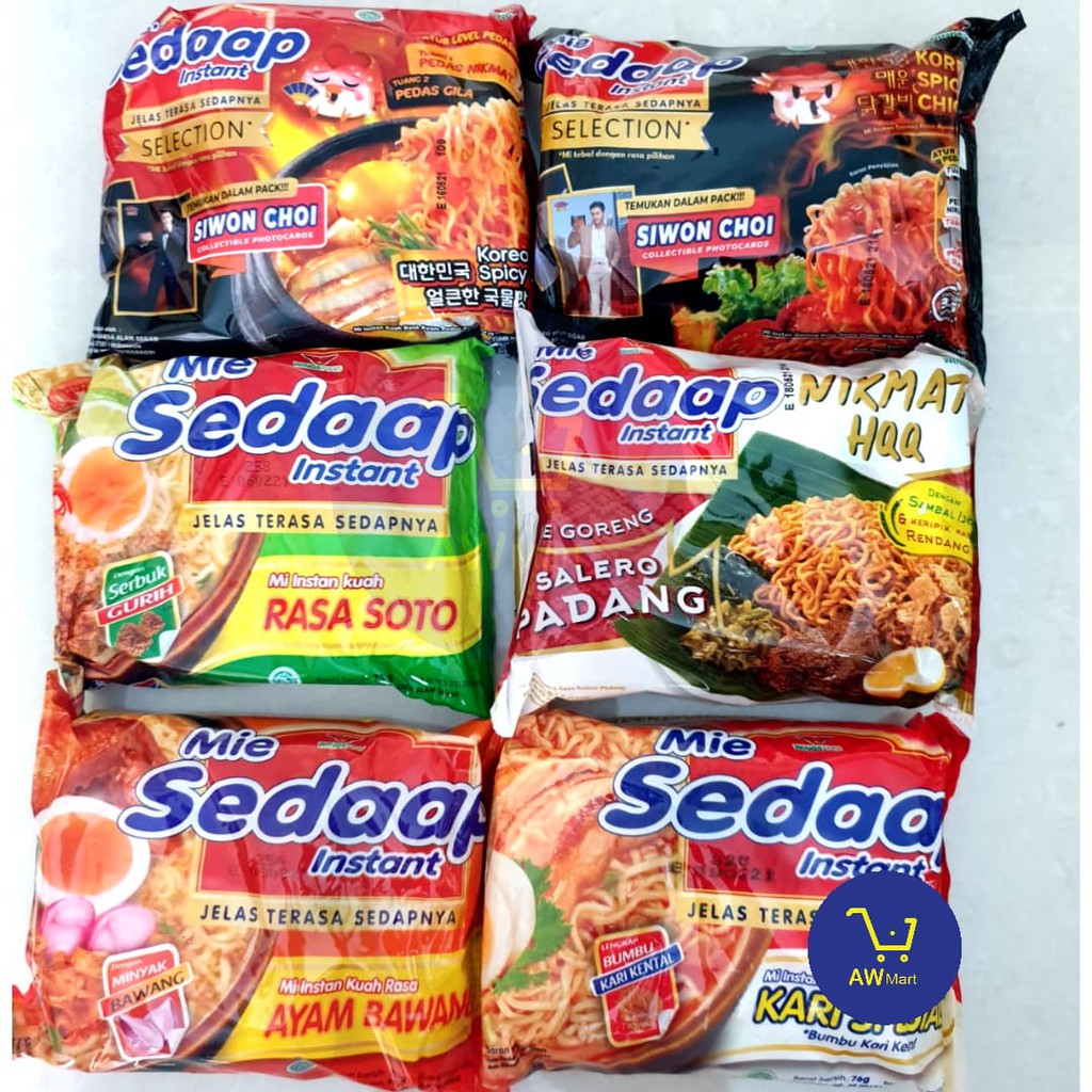 MIE SEDAAP KOREA CHEESE BULDAK, PADANG, SIWON, KARI SPESIAL, DAN LAINNYA (DARI PABRIK LANGSUNG) PER PCS