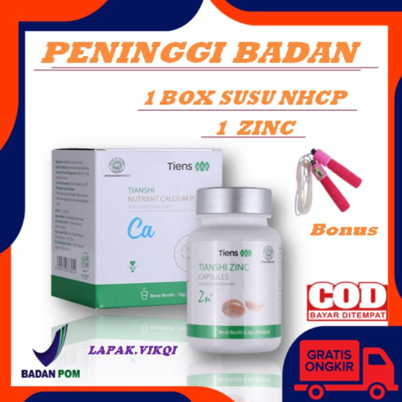 

Paket Peninggi Badan Tiens Susu NHCP dan Zinc Kapsul Original