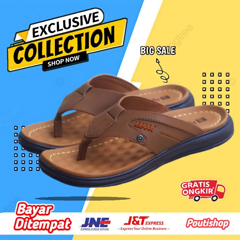 Sandal Pria Casual Kulit Asli Kasual Sendal Kulit Asli Fashion Pria Cowok Fladeo Original Dewasa