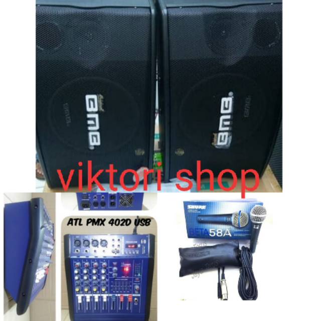 PAKET KARAOKE SPEAKER BMB DAN POWER MIXER