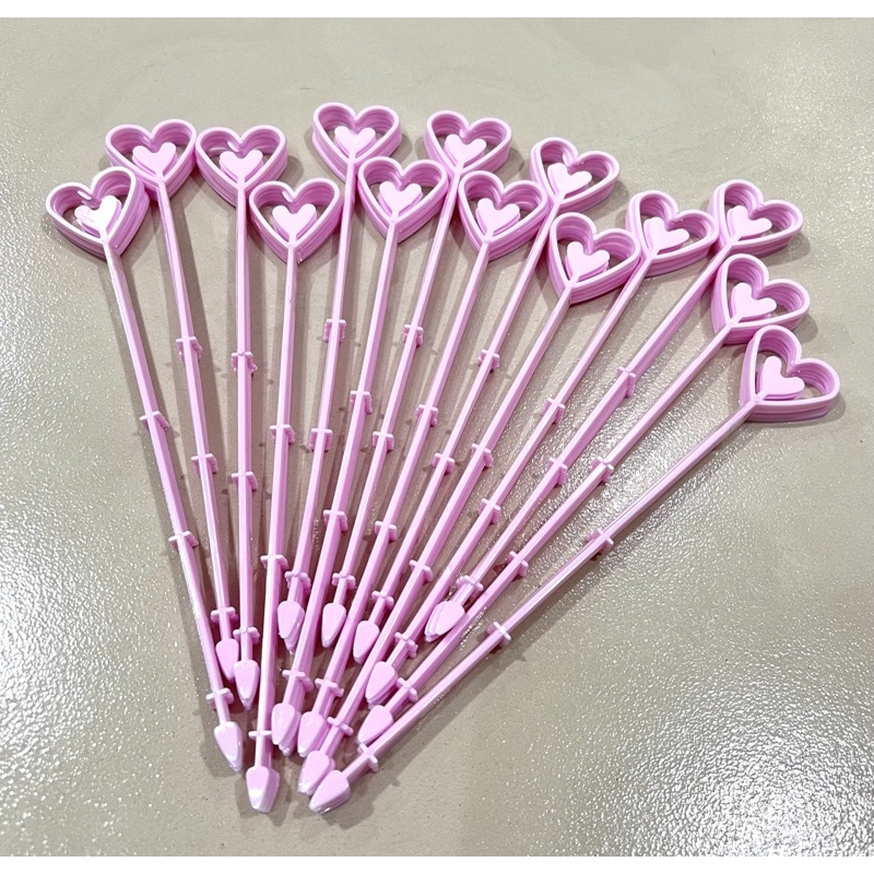 [MINIMAL 5PCS]STICK KARTU PLASTIK BENTUK LOVE TRANSPARAN ECER PER TANGKAI /PLASTIC STICK CARD HOLDER