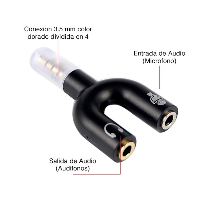 Konektor Jack Audio 3.5mm to Headphone &amp; Mic / Connector Audio 3.5 To 1*2