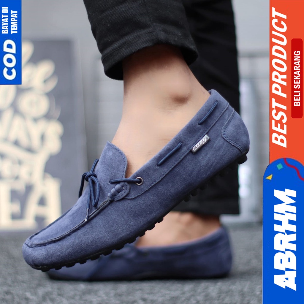 Sepatu Slip On Casual Santai Slop Kerja Anti Slip Hitam Kerja Kantor Pria Abrhm Rennes