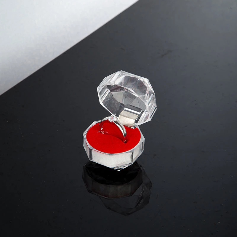 Kotak Display Perhiasan Cincin / Anting Portable Bahan Akrilik Transparan