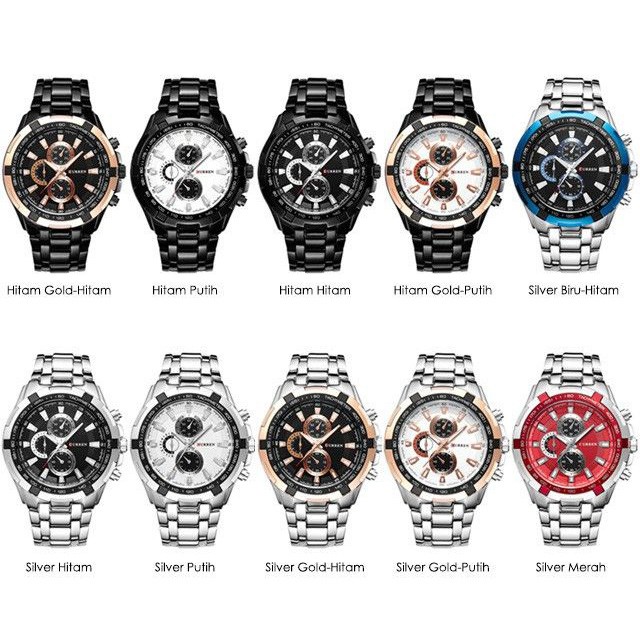 CURREN 8023 Jam Tangan Pria Analog Stainless Steel Chronograph Tidak Aktif ALL-TIME CURRENOS-8