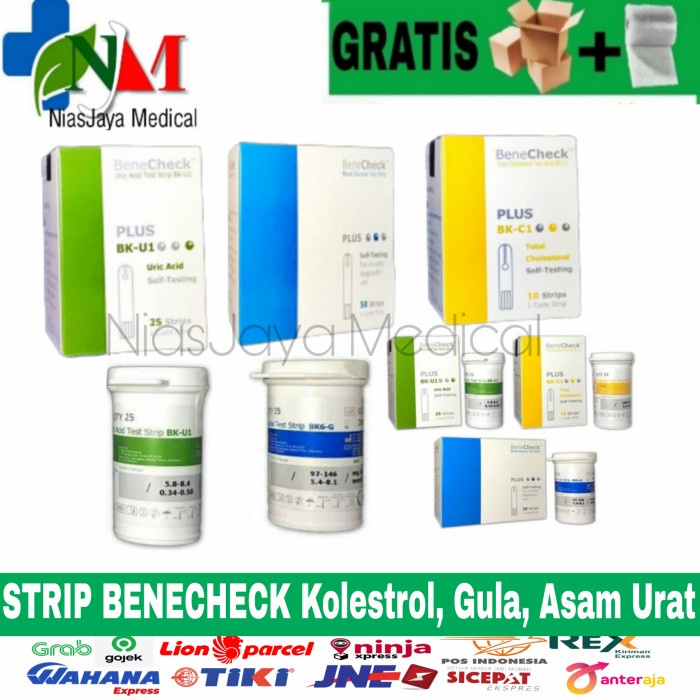 Strip BeneCheck Plus/Strip Benecheck Kolesterol/Gula darah/Asam urat/benecheck strip kolesterol