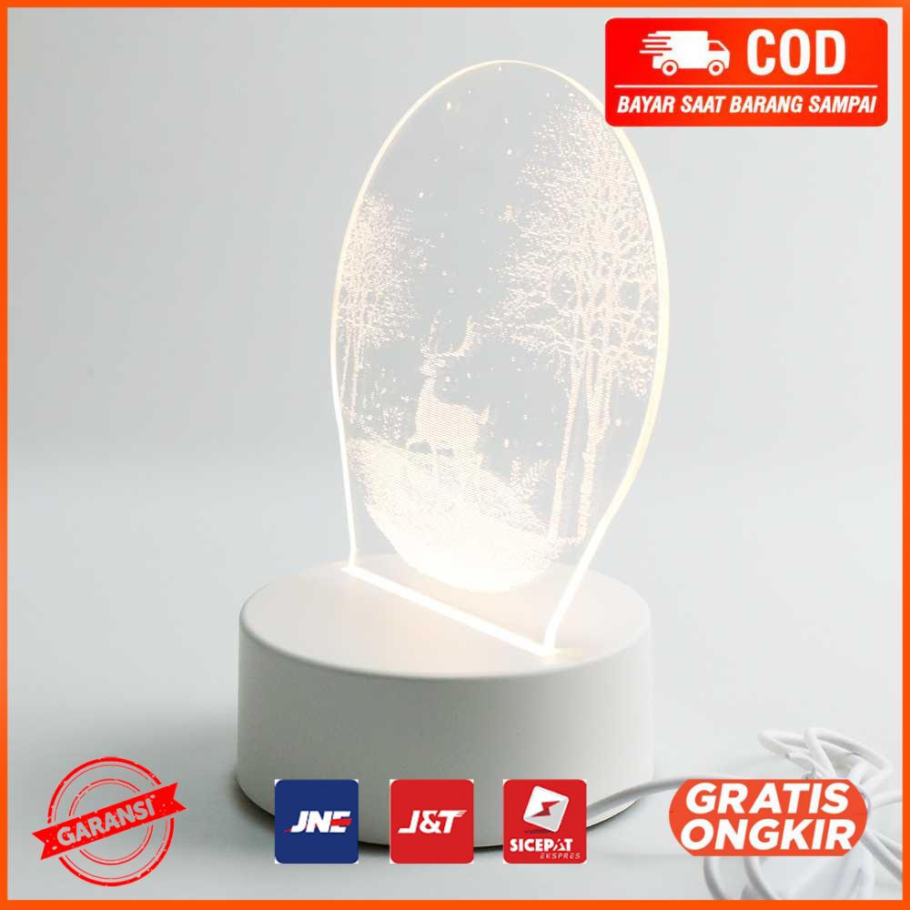 Lampu Tidur 3D LED Transparan Warm White Z-584 Elk Tree