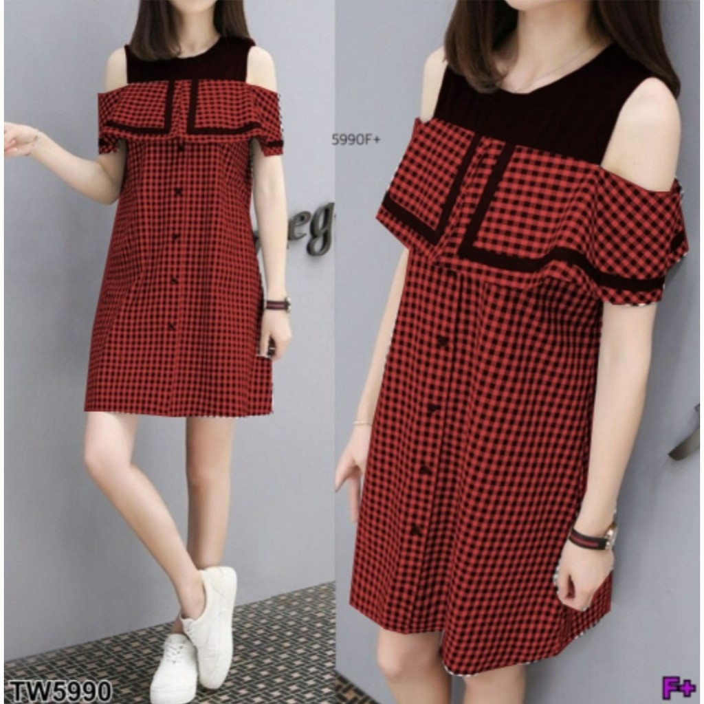 [ MOCIIESHOP ] dres isyana kotak / hn / gaun kondangan terbaru / gaun / korean style /  baju korean 