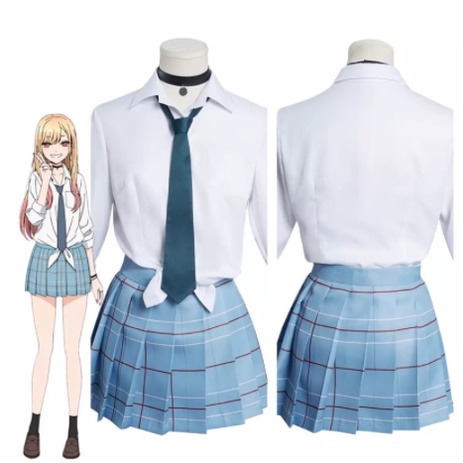 【QTakasi】Marin Kitagawa Cosplay  Costume Anime My Dress-Up Darling ( rok + dasi ) Gojo celana