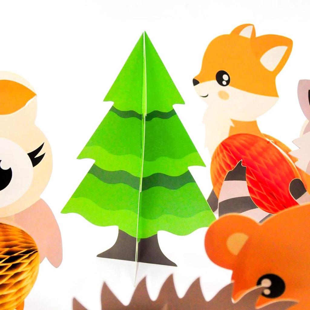 [Elegan] Honeycomb Centerpieces Baby Shower Kartun 3D Hewan Woodland Creature DIY Lentera Kertas