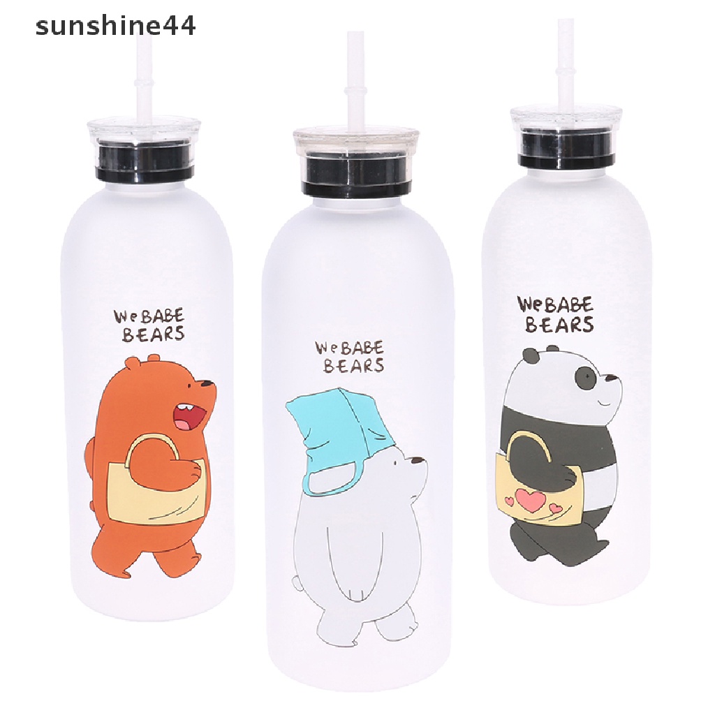 Sunshine Botol Minum 1000ml Anti Bocor Motif Panda Dengan Sedotan