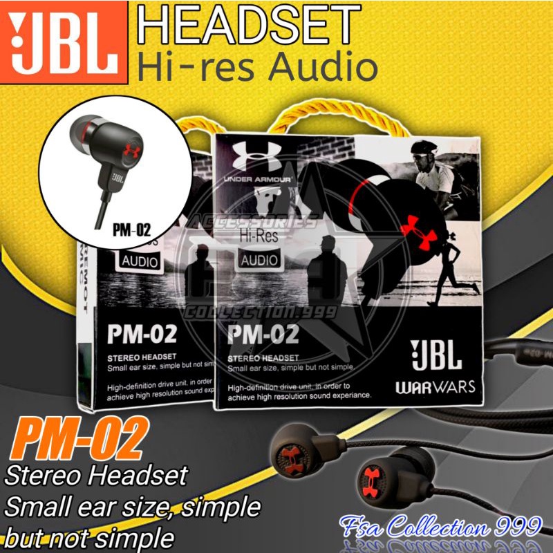 Headset JBL PM-002 Hi-res AUDIO Earphone EXTRA Bass in line Microphone high Quality Bass