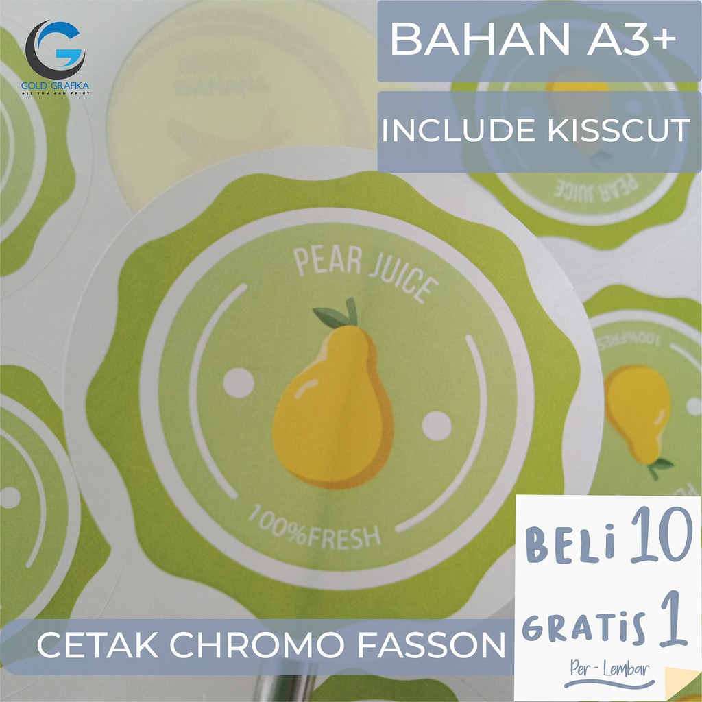 

Cetak Stiker Label Chromo Fasson A3+ KISSCUT
