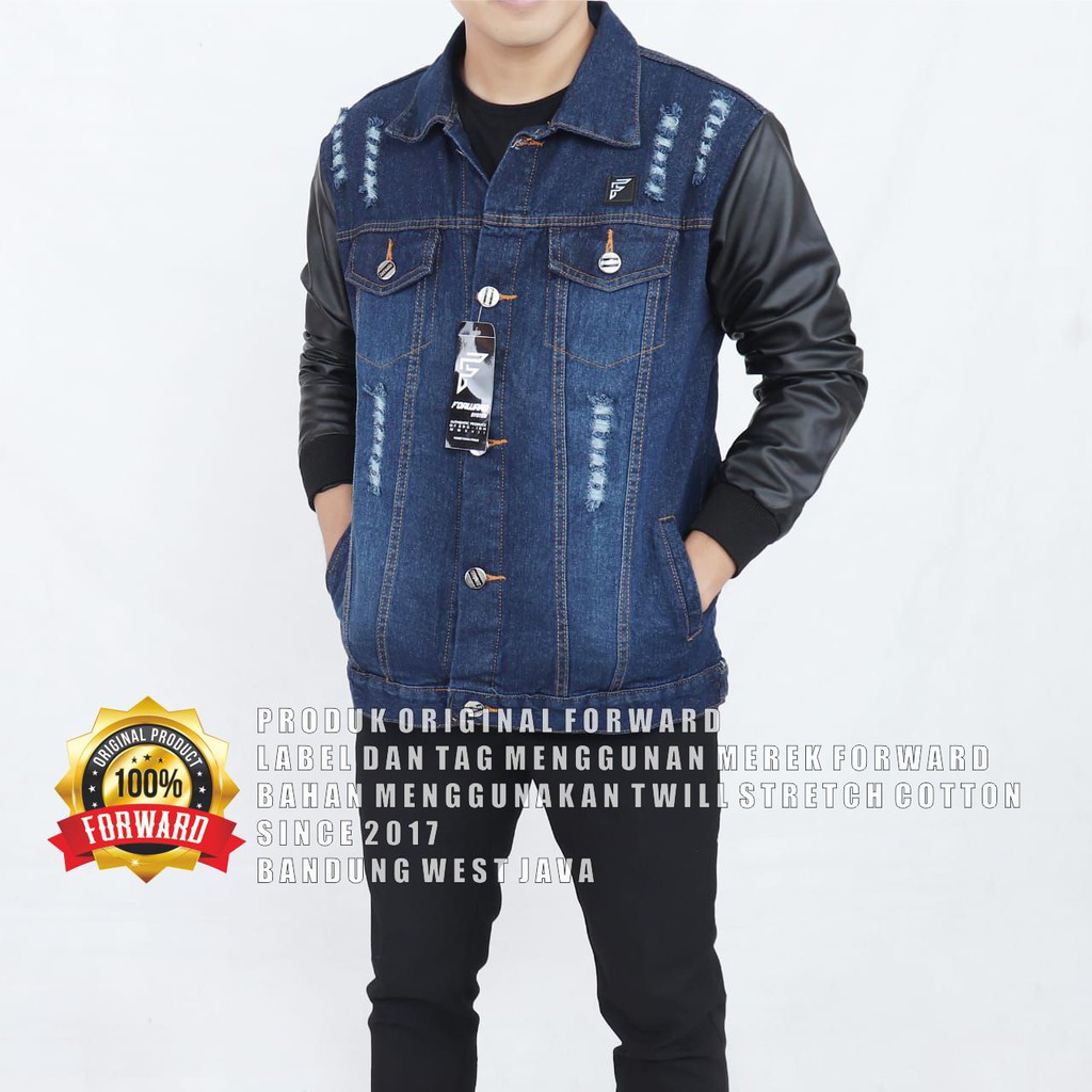 Jaket Pria Jeans Denim Retro Destroy Forward System