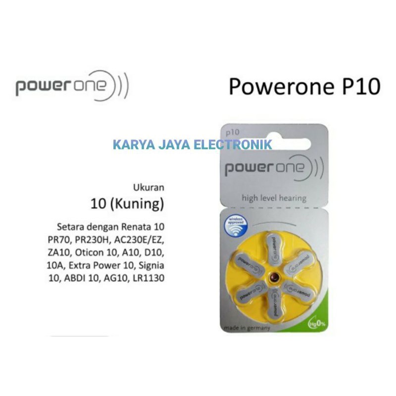 Baterai Alat Bantu Dengar Power One P10 | Batrai hearing P10